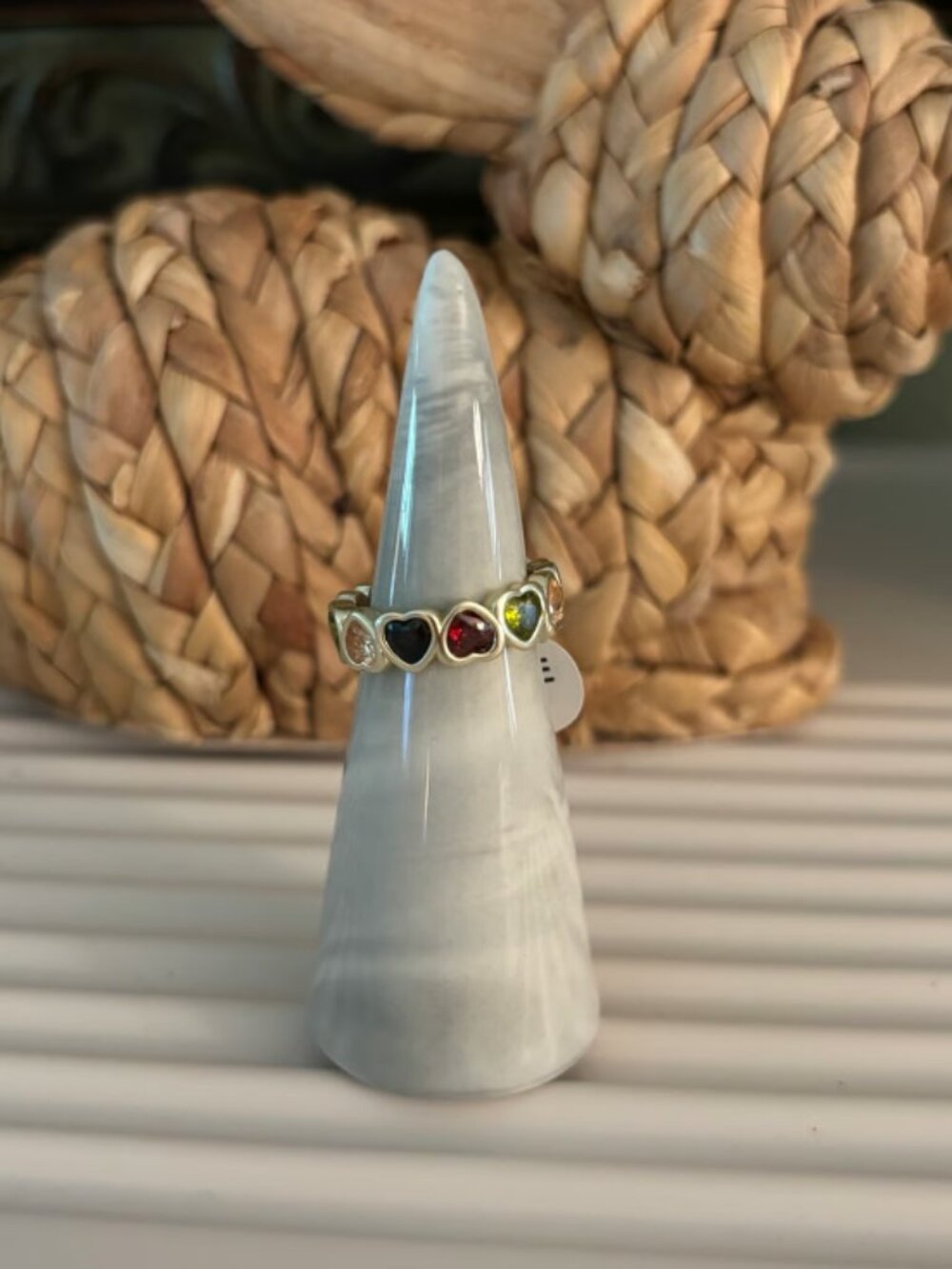 Multi color heart ring